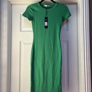Fashion Nova Vibrant Green Adrianna Short Sleeve Midi Dress